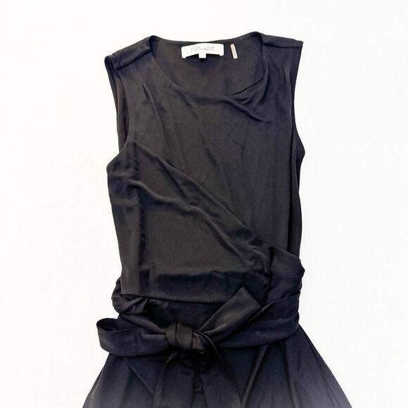 Diane Von Furstenberg Black Wrap Skirt Sleeveless Classic Midi Dress Size Medium - Picture 6 of 6